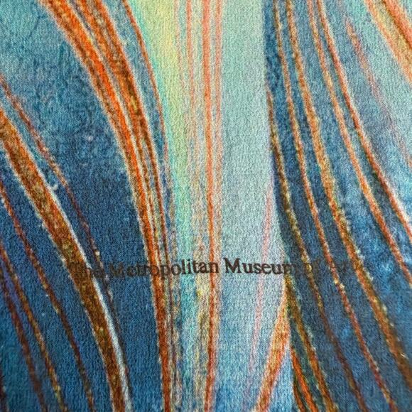 Metropolitan Museum Of Art Silk Scarf MMA Made In Italy Peacock Feather Sheer - Picture 6 of 8